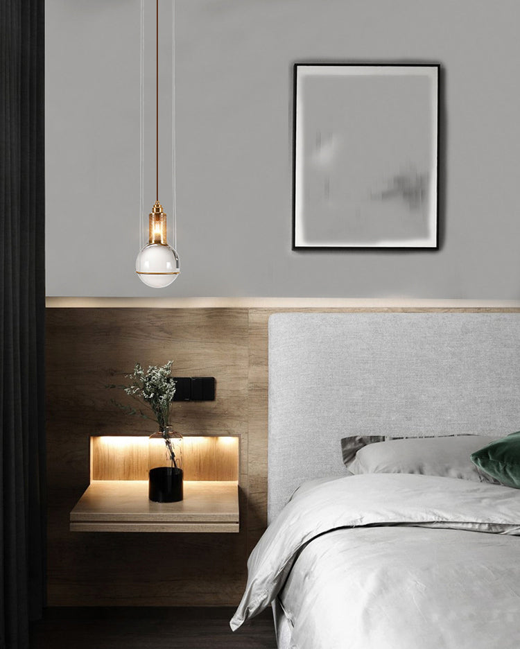 1 Light Pendant Light Modern Minimalist Globe Clear Crystal Shade Hanging Lamp for Living Room