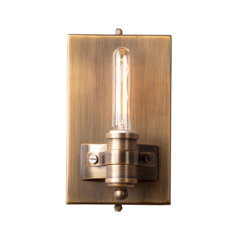 1/2 Heads Bare Bulb Sconce Lighting Vintage Bronze Metal Wall Mount Lamp Fixture with Rectangle Backplate
