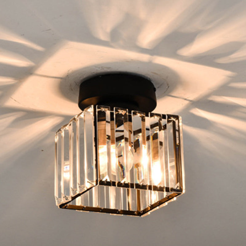 5 Zoll breite Mini-Kristall-Deckenleuchte im modernen Stil, schlichte Unterputzleuchte für den Eingangsbereich