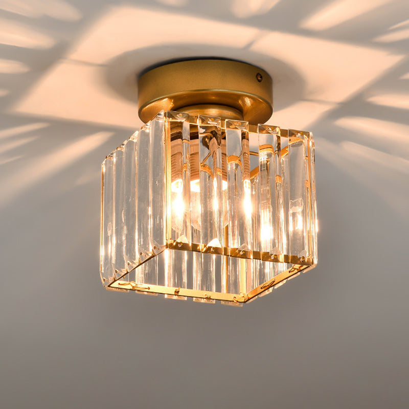 5 Zoll breite Mini-Kristall-Deckenleuchte im modernen Stil, schlichte Unterputzleuchte für den Eingangsbereich