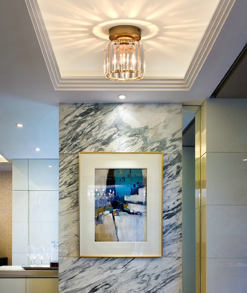 5 Zoll breite Mini-Kristall-Deckenleuchte im modernen Stil, schlichte Unterputzleuchte für den Eingangsbereich