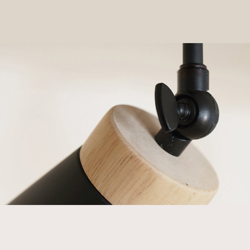 Nordic Modern Ceiling Track Lighting Cone Shaped Shade Solid Wood Spotlight for Living Room Background Wall and Clothing Store