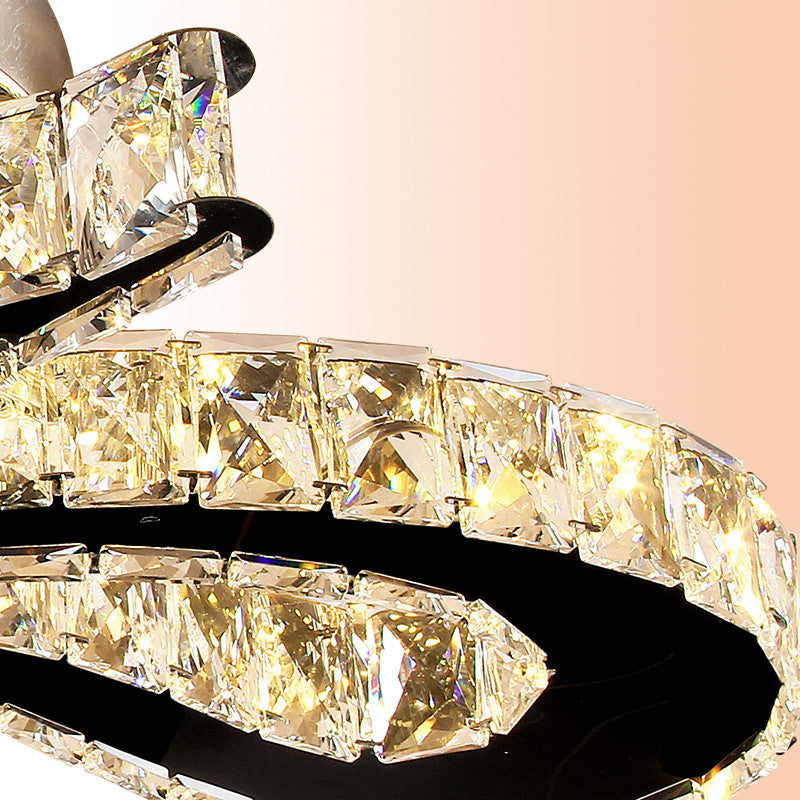 Plafonnier encastré en forme de larme de cristal, lumière LED encastrée moderne chromée pour le salon