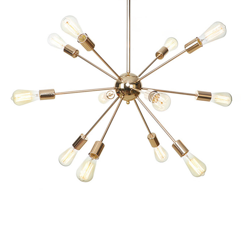 Candelera de metal satelital en forma de ráfaga Estilo industrial de estilo de suspensión de múltiples luces para sala de estar para la sala de estar del dormitorio