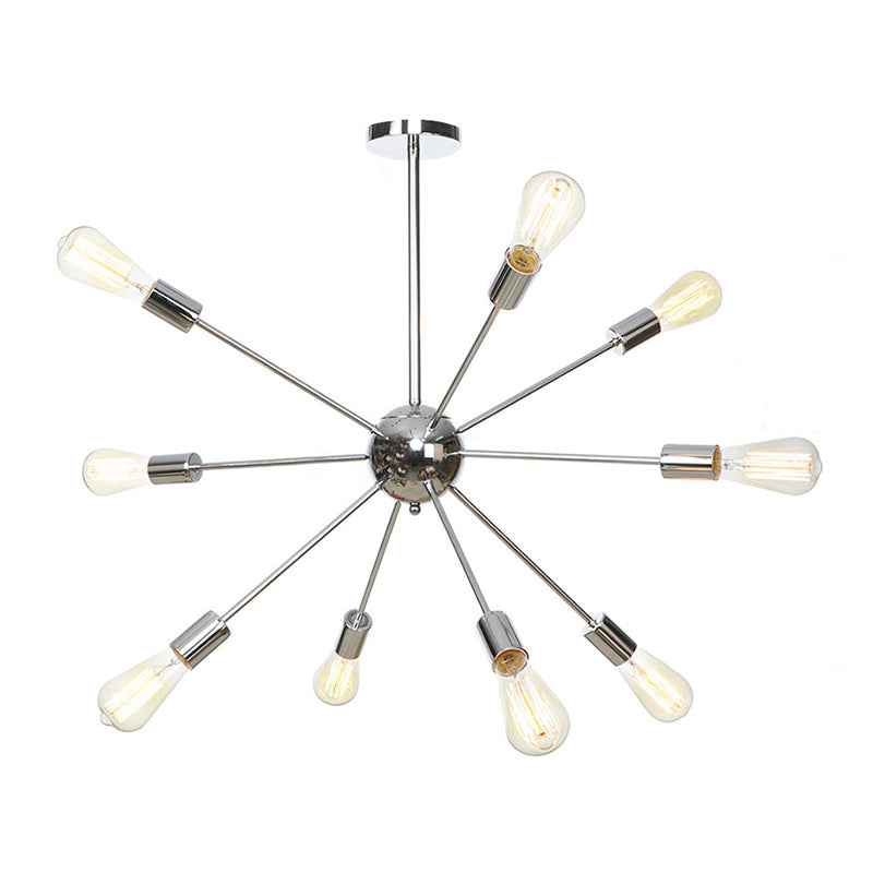 Candelera de metal satelital en forma de ráfaga Estilo industrial de estilo de suspensión de múltiples luces para sala de estar para la sala de estar del dormitorio