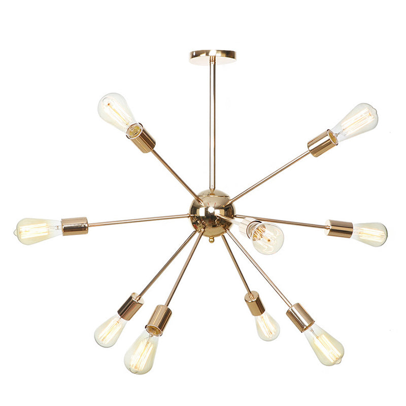 Candelera de metal satelital en forma de ráfaga Estilo industrial de estilo de suspensión de múltiples luces para sala de estar para la sala de estar del dormitorio