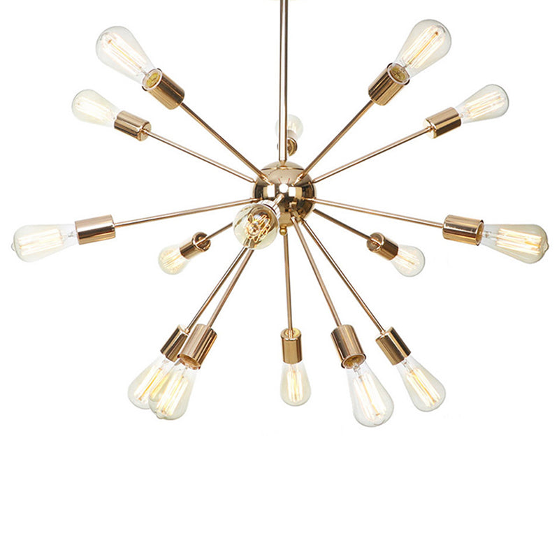 Candelera de metal satelital en forma de ráfaga Estilo industrial de estilo de suspensión de múltiples luces para sala de estar para la sala de estar del dormitorio