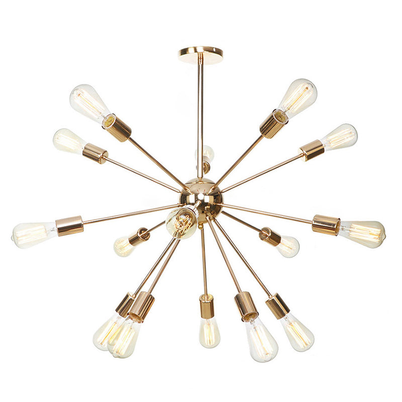 Candelera de metal satelital en forma de ráfaga Estilo industrial de estilo de suspensión de múltiples luces para sala de estar para la sala de estar del dormitorio