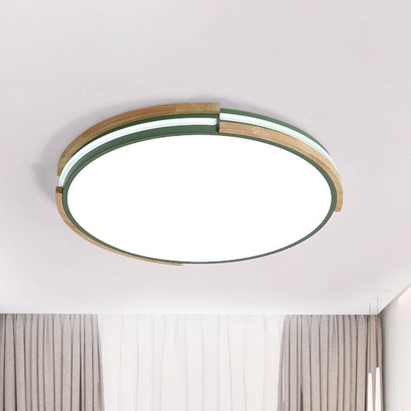 Macaron Thin Round Flush Mount Light Metallic 12.5"/16.5"/20.5" Dia LED Grey/White/Green Ceiling Lamp in Warm/White/Natural Light