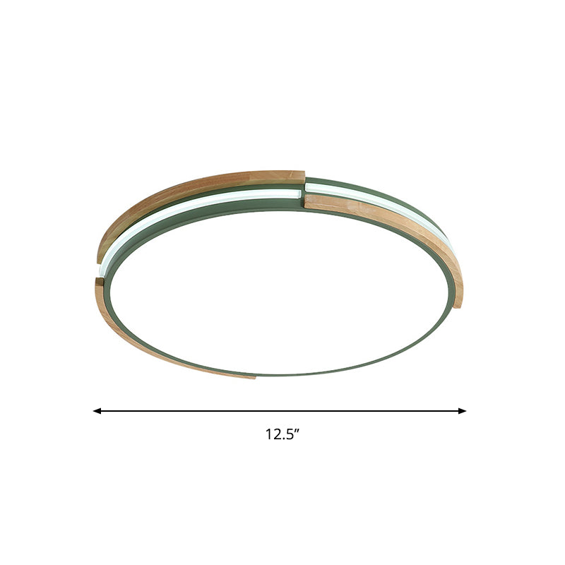 Macaron Thin Round Flush Mount Light Metallic 12.5"/16.5"/20.5" Dia LED Grey/White/Green Ceiling Lamp in Warm/White/Natural Light