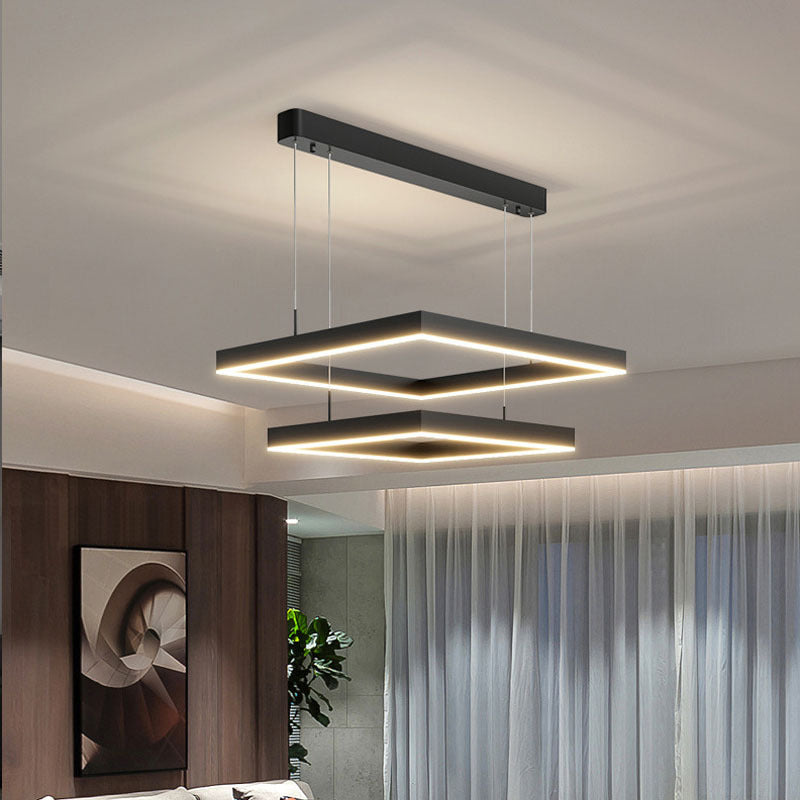 Simplicity Squared Suspended Lighting Fixture Acrylic Hanging Ceiling Fixture for Restaurant