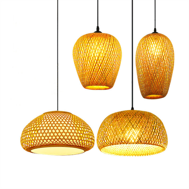 Chinese Pendant Lighting Fixtures Bamboo Hanging Light with Hanging Cord for Restaurant