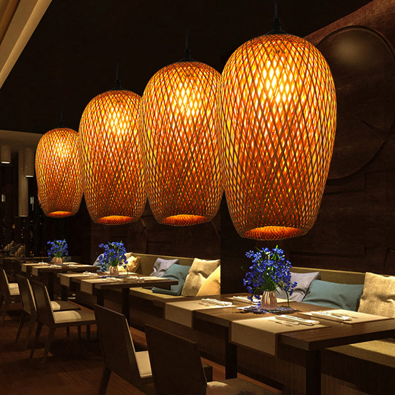 Chinese Pendant Lighting Fixtures Bamboo Hanging Light with Hanging Cord for Restaurant