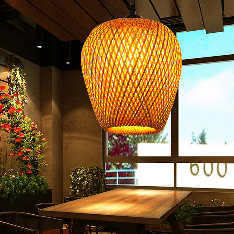 Chinese Pendant Lighting Fixtures Bamboo Hanging Light with Hanging Cord for Restaurant