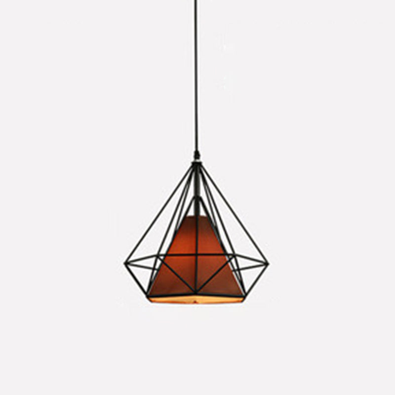 Retro Industrial Diamond Hanging Pendant Lights Metallic Hanging Light Fixture for Living Room