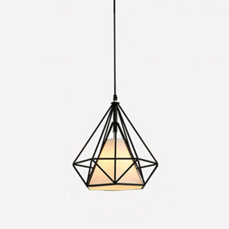 Retro Industrial Diamond Hanging Pendant Lights Metallic Hanging Light Fixture for Living Room