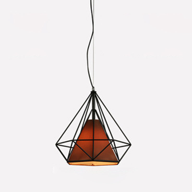 Retro Industrial Diamond Hanging Pendant Lights Metallic Hanging Light Fixture for Living Room