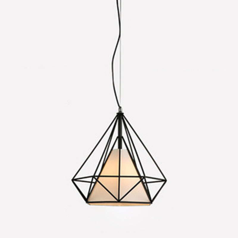 Retro Industrial Diamond Hanging Pendant Lights Metallic Hanging Light Fixture for Living Room