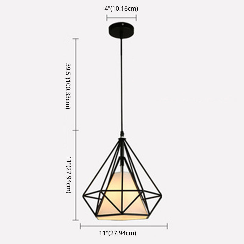 Retro Industrial Diamond Hanging Pendant Lights Metallic Hanging Light Fixture for Living Room