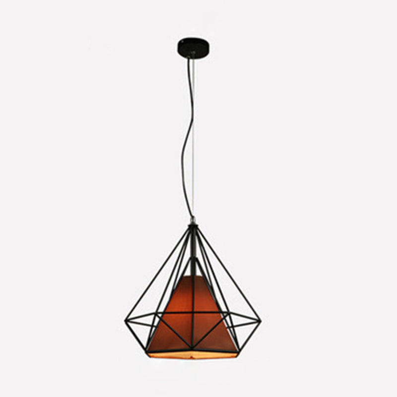 Retro Industrial Diamond Hanging Pendant Lights Metallic Hanging Light Fixture for Living Room