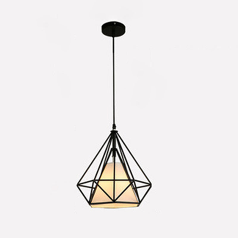 Retro Industrial Diamond Hanging Pendant Lights Metallic Hanging Light Fixture for Living Room