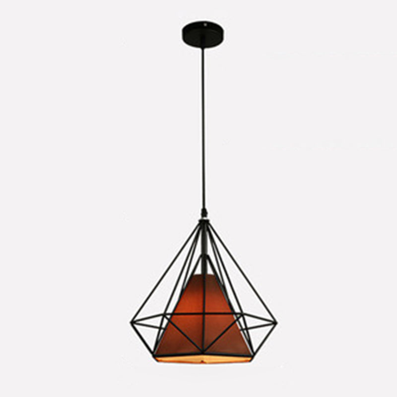 Retro Industrial Diamond Hanging Pendant Lights Metallic Hanging Light Fixture for Living Room
