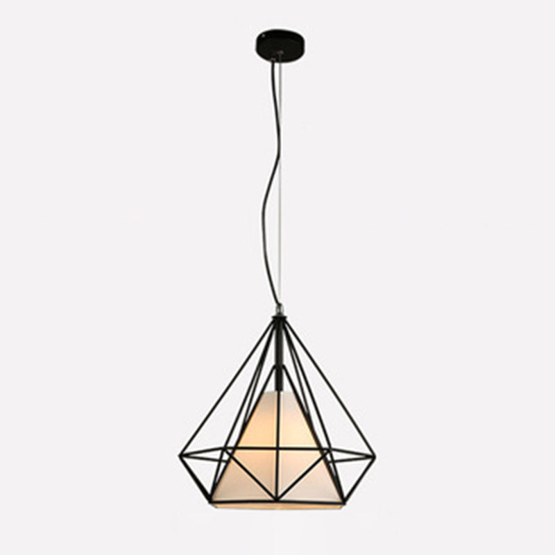 Retro Industrial Diamond Hanging Pendant Lights Metallic Hanging Light Fixture for Living Room
