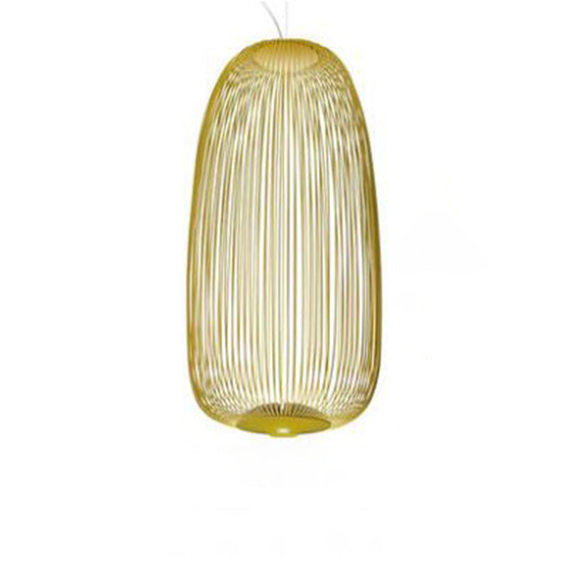 Oval Forged Iron Cage Pendant Lighting Modern Minimalist LED Hanging Lamp for Living Room