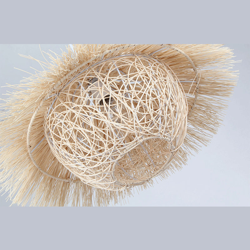 Asian Hand Twisted Ceiling Pendant Lamp Rattan 1 Light Ceiling Lamp