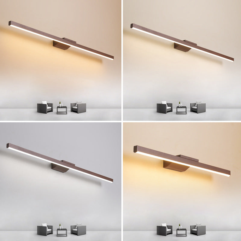 Straight Wall Sconce Lighting Simplicity Acrylic LED Bathroom Sconce Light Fixture in Coffee