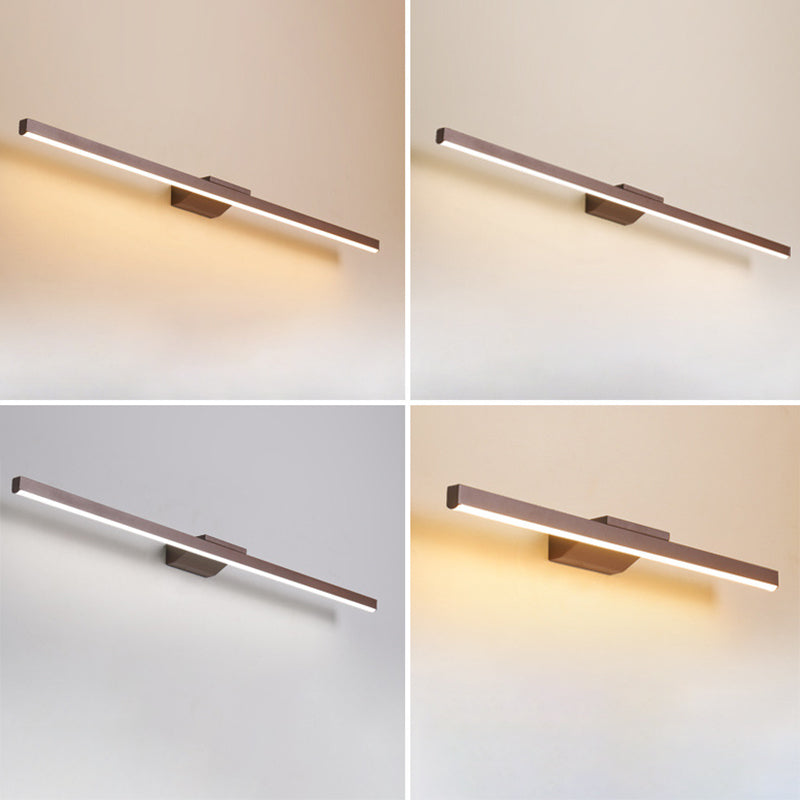 Straight Wall Sconce Lighting Simplicity Acrylic LED Bathroom Sconce Light Fixture in Coffee