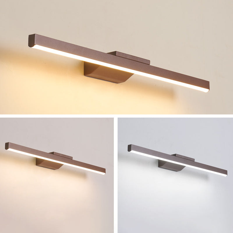 Straight Wall Sconce Lighting Simplicity Acrylic LED Bathroom Sconce Light Fixture in Coffee
