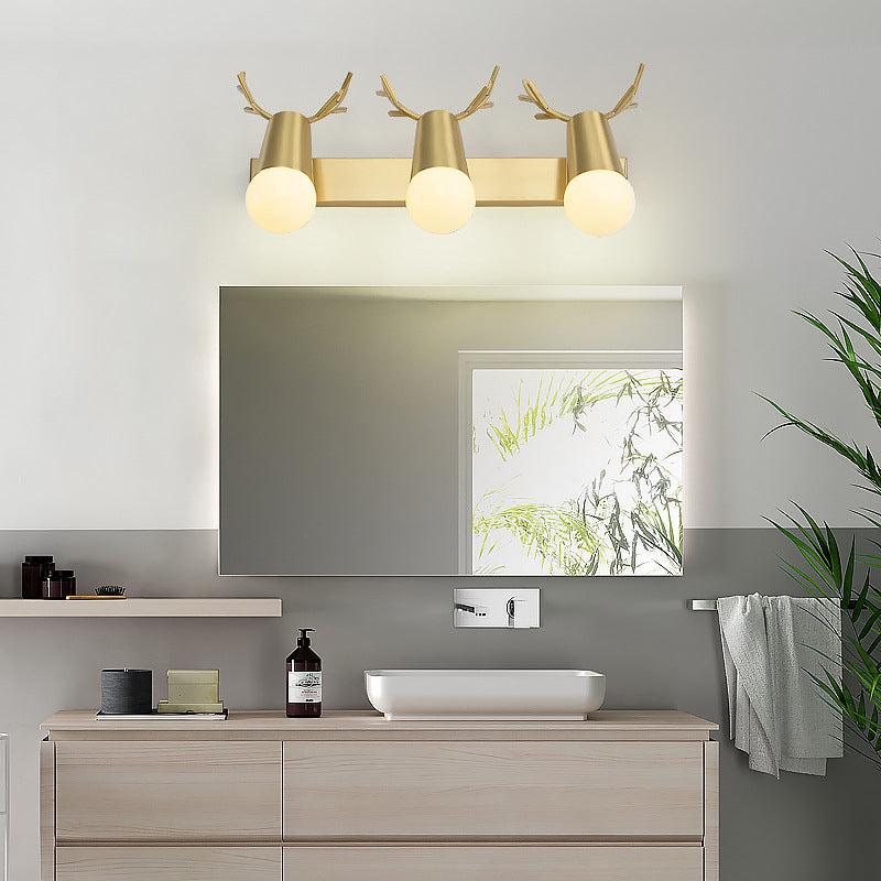 Badezimmer Wandmontage Leuchte zeitgenössische goldene Wandleuchten mit Geweih Metallschatten