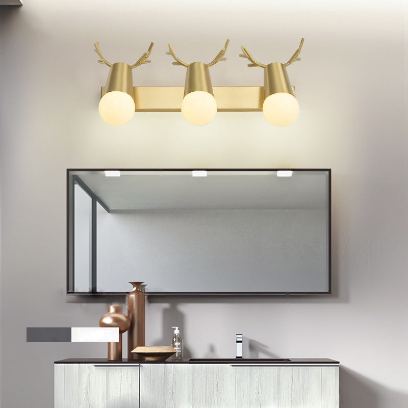 Badezimmer Wandmontage Leuchte zeitgenössische goldene Wandleuchten mit Geweih Metallschatten