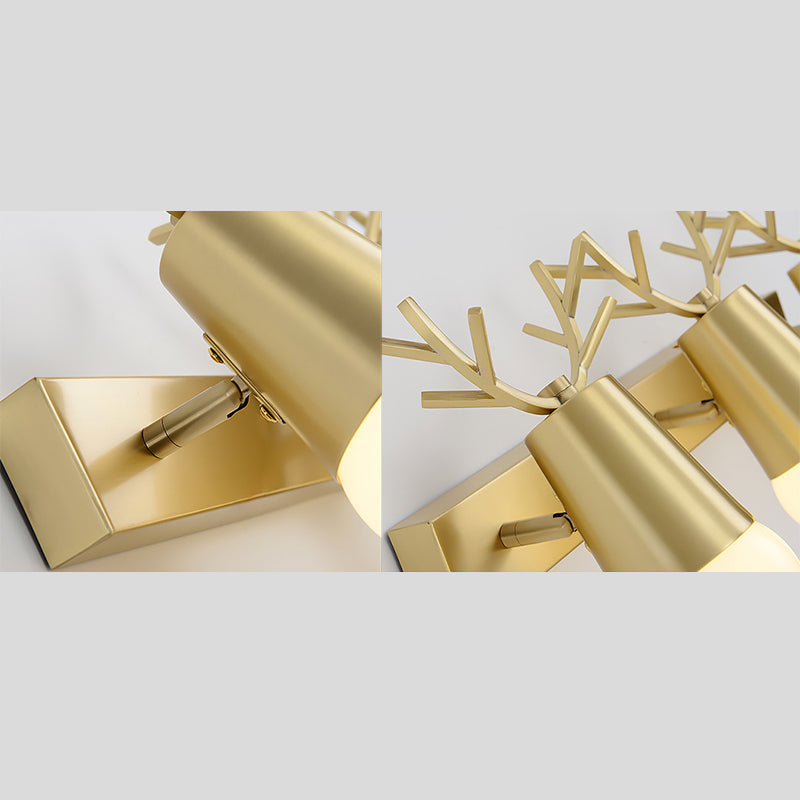 Badezimmer Wandmontage Leuchte zeitgenössische goldene Wandleuchten mit Geweih Metallschatten