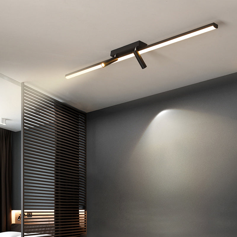 Modern Semi LED Flush Mount Lighting 2-Light Flush Mount Porch Light Linear Lighting Concise Style