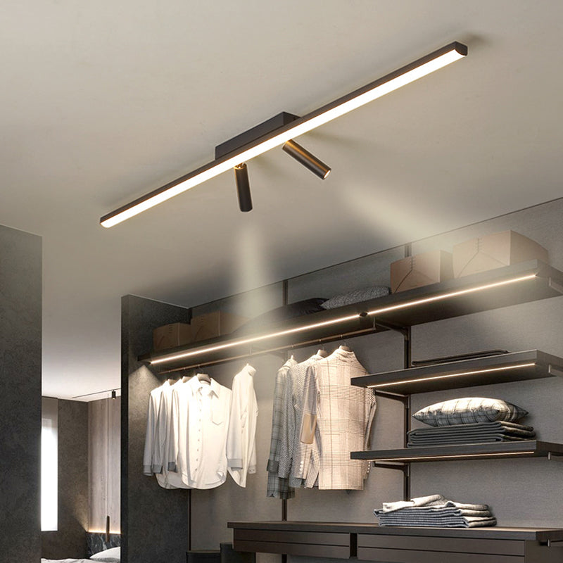 Modern Semi LED Flush Mount Lighting 2-Light Flush Mount Porch Light Linear Lighting Concise Style
