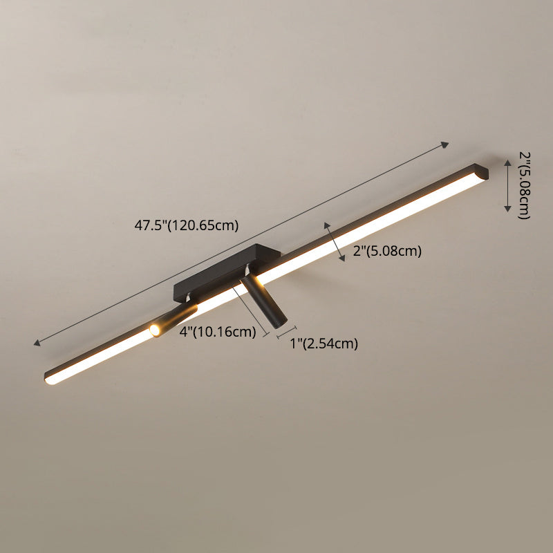 Modern Semi LED Flush Mount Lighting 2-Light Flush Mount Porch Light Linear Lighting Concise Style