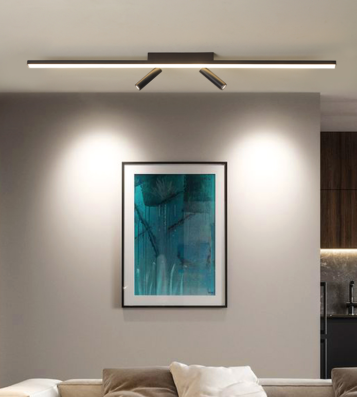 Éclairage encastré semi-LED moderne à 2 lumières pour porche, éclairage linéaire, style concis