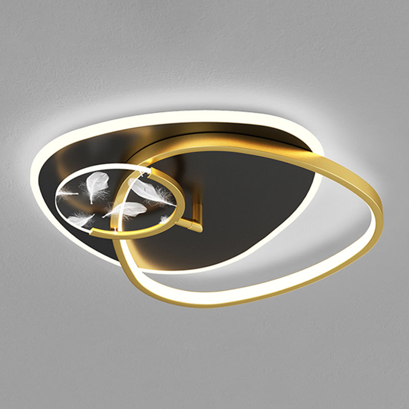 Lámpara de techo LED de pluma romántica moderna, soporte semiempotrado geométrico de hierro forjado para sala de estar