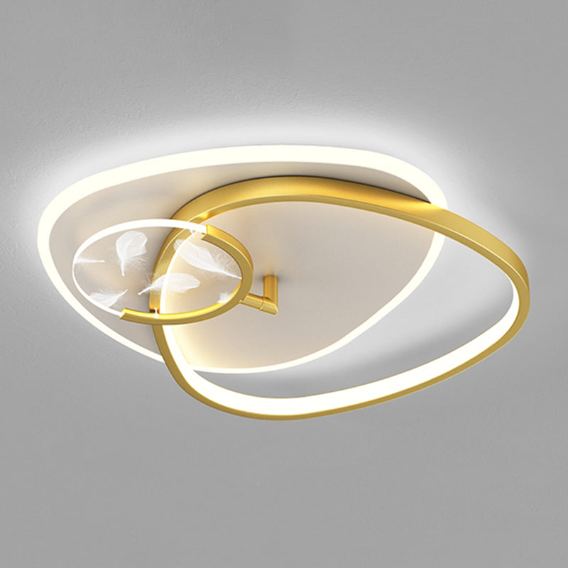 Lámpara de techo LED de pluma romántica moderna, soporte semiempotrado geométrico de hierro forjado para sala de estar