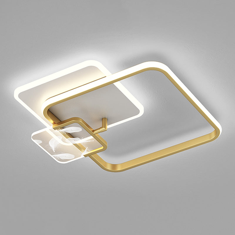 Lámpara de techo LED de pluma romántica moderna, soporte semiempotrado geométrico de hierro forjado para sala de estar