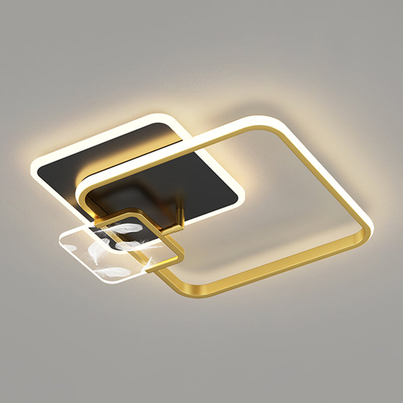 Lámpara de techo LED de pluma romántica moderna, soporte semiempotrado geométrico de hierro forjado para sala de estar