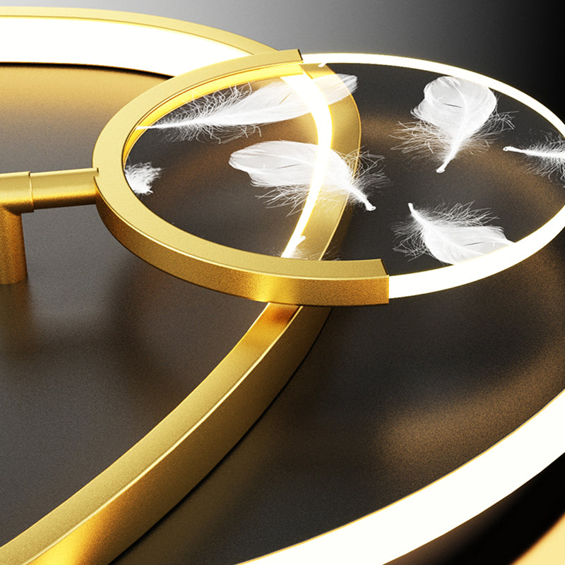 Lámpara de techo LED de pluma romántica moderna, soporte semiempotrado geométrico de hierro forjado para sala de estar