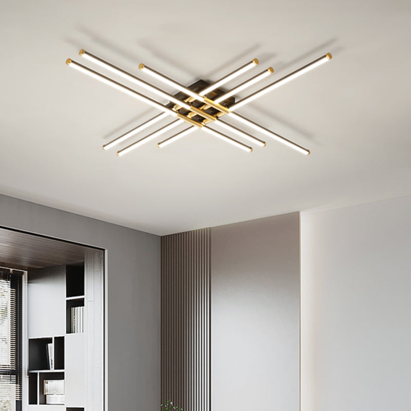 New Modern Linear Sputnik Flush Mount Ceiling Light Aluminum Living Room Flush Light
