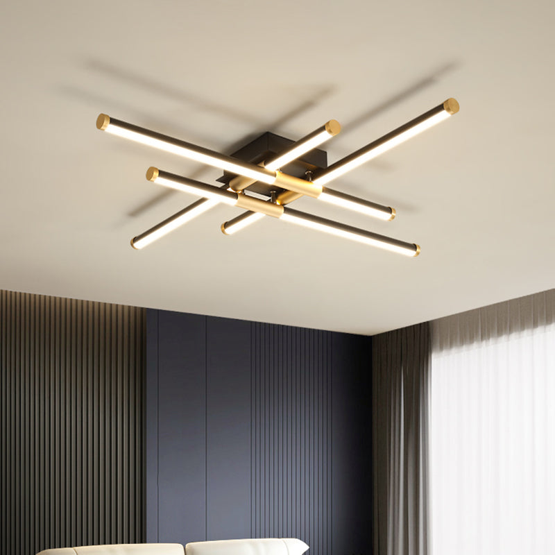 New Modern Linear Sputnik Flush Mount Ceiling Light Aluminum Living Room Flush Light