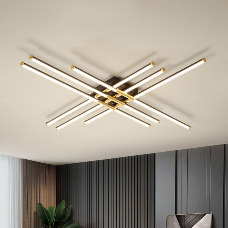 New Modern Linear Sputnik Flush Mount Ceiling Light Aluminum Living Room Flush Light