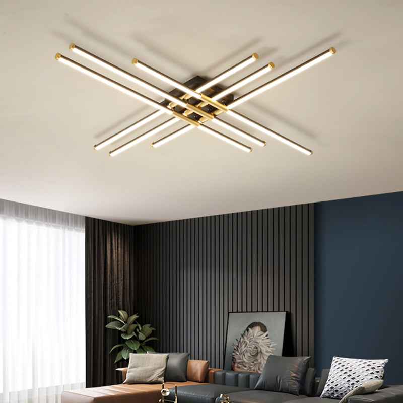 New Modern Linear Sputnik Flush Mount Ceiling Light Aluminum Living Room Flush Light