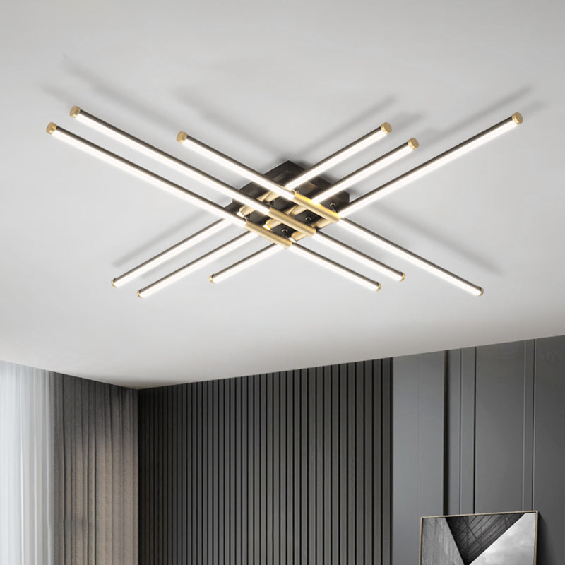 New Modern Linear Sputnik Flush Mount Ceiling Light Aluminum Living Room Flush Light