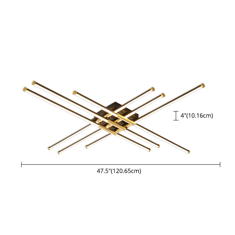 New Modern Linear Sputnik Flush Mount Ceiling Light Aluminum Living Room Flush Light